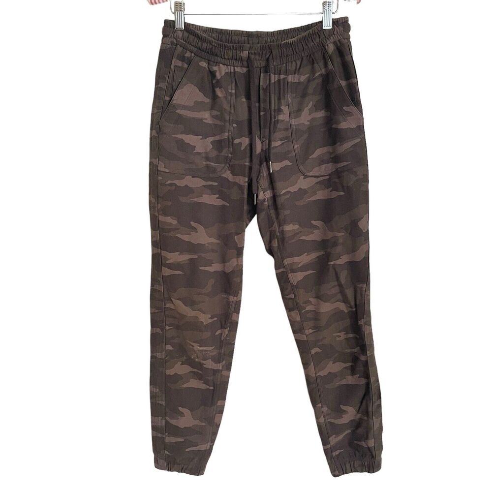 Athleta Farallon Camo Jogger Pants Size 2 Cotton Spandex Dark‎ Army Green
